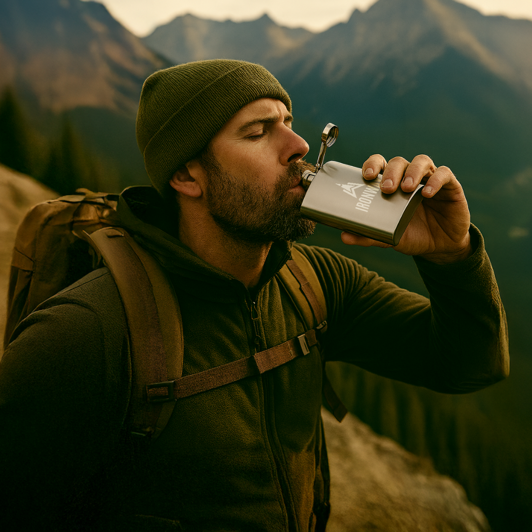 Abenteuerflasche – Edelstahl Taschenflasche für Entdecker