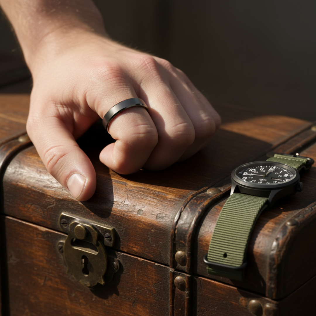 Valor-Ring — Gebürsteter Titanstahlring für tägliche Stärke