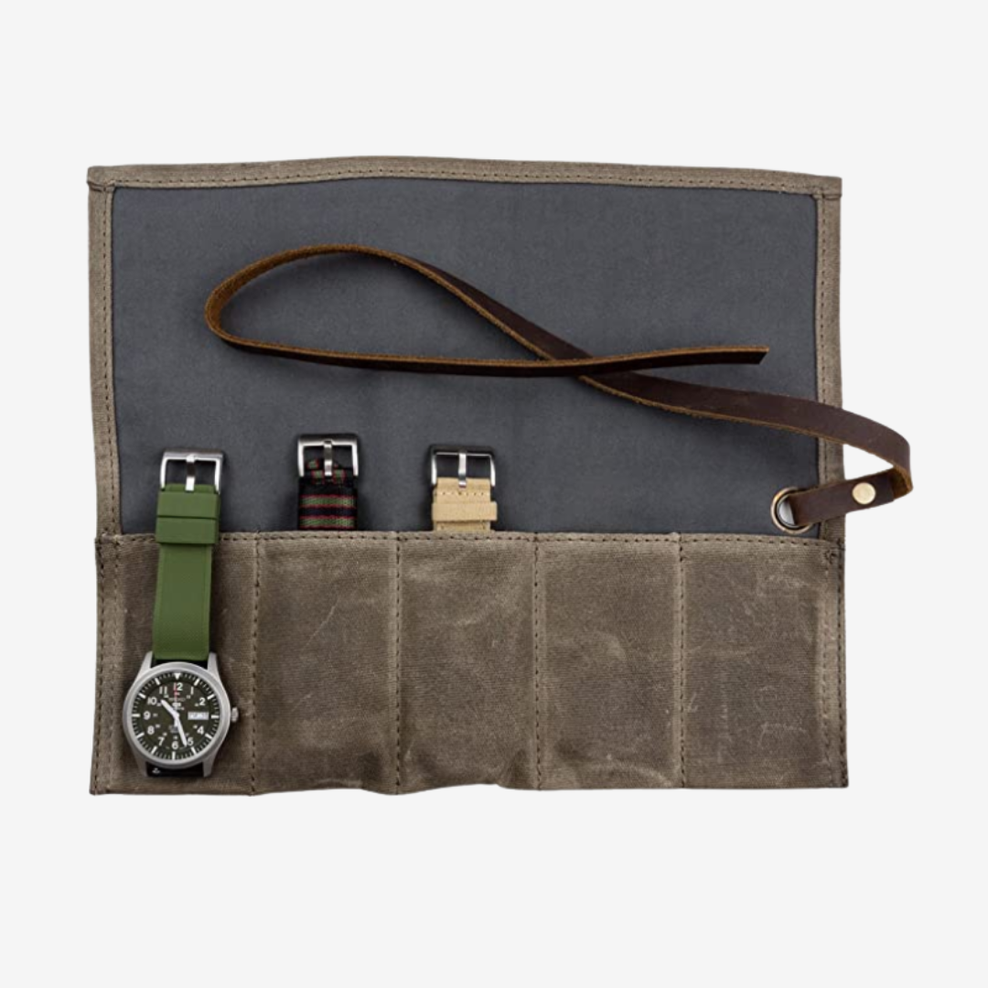 Waxed Canvas Travel Watch Roll