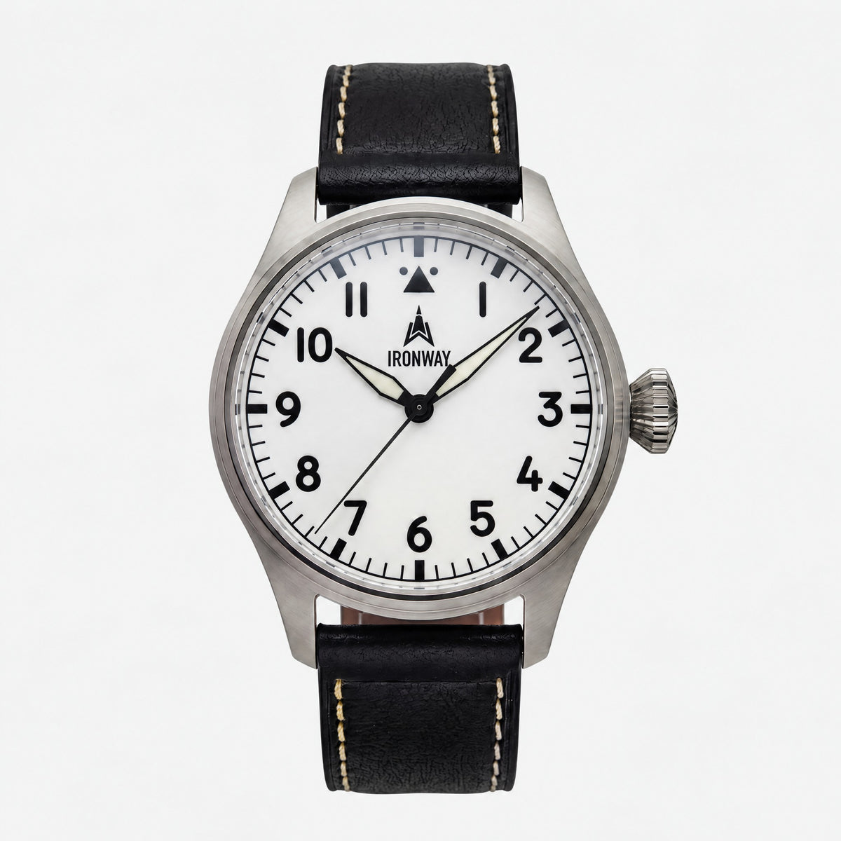 Pilot Watch 41 with white dial and black leather strap, also available in Squadron, Warhawk and Blackbird