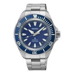 Seiko Prospex Samurai with a blue dial on a steel bracelet